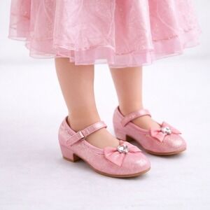 Disney Princess Toddler Dress Shoes Glitter Pink Bow Mary Jane Size 9 Party